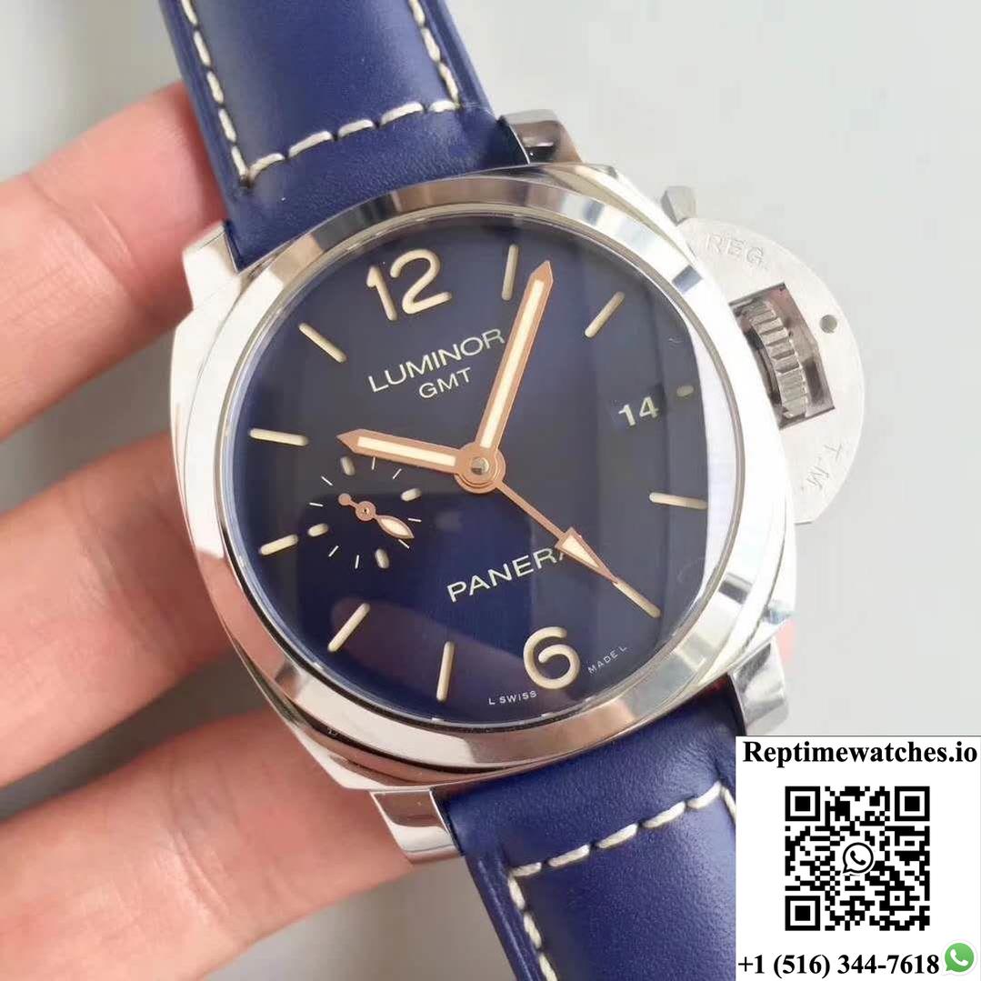 Panerai Luminor 1950 3 Days Gmt Acciaio Pam688 Vs Factory V2 Blue Dial-Rep Time Watches