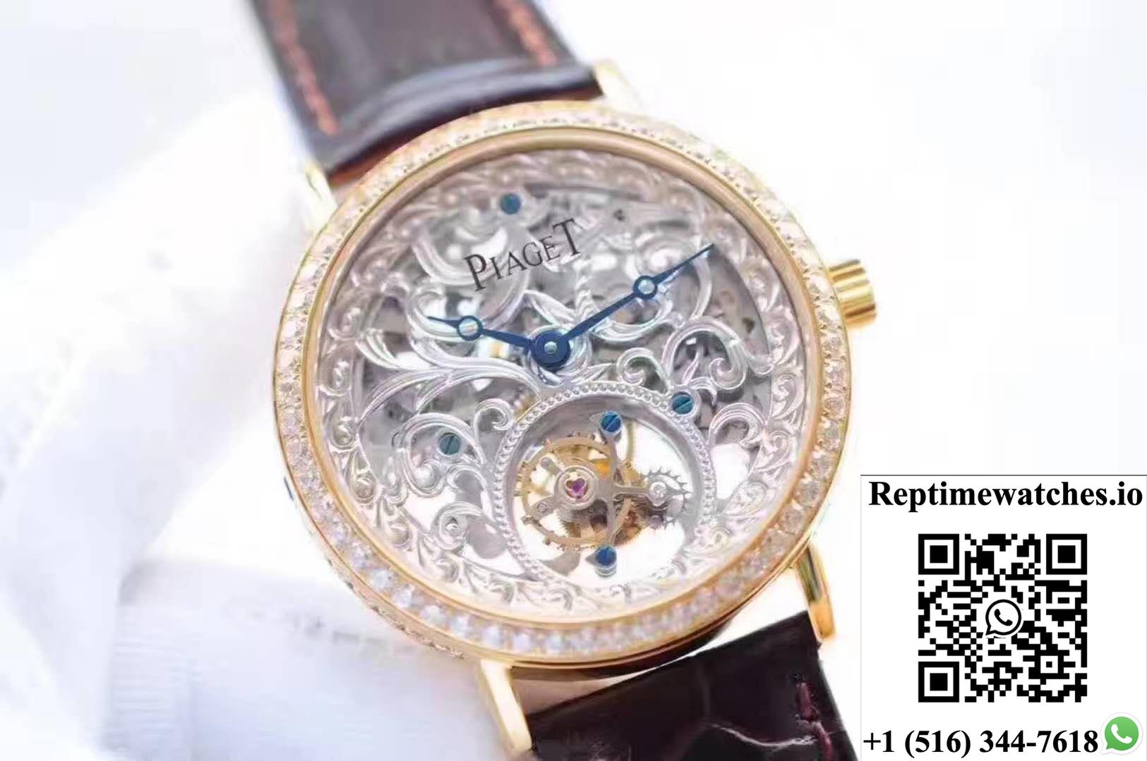 Piaget Tourbillon V6 Factory Carved Skeleton Dial-Rep Time Watches