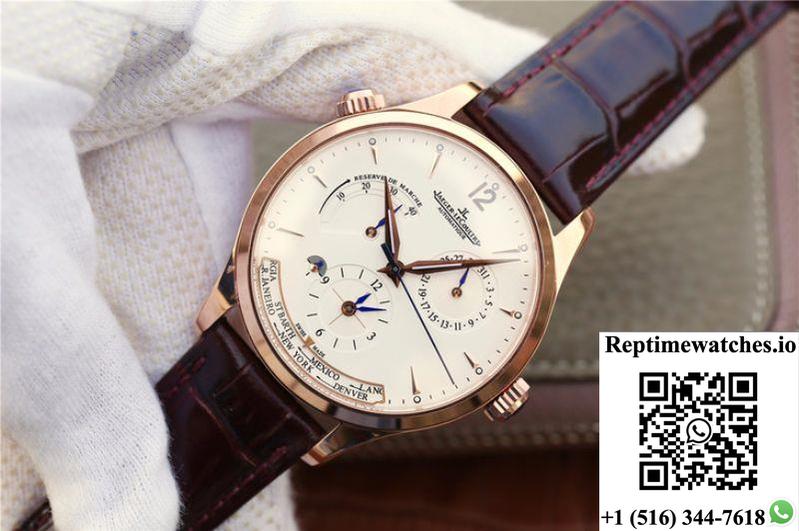 Jaeger-Lecoultre Master Calendar 1428421 Rose Gold White Dial-Rep Time Watches