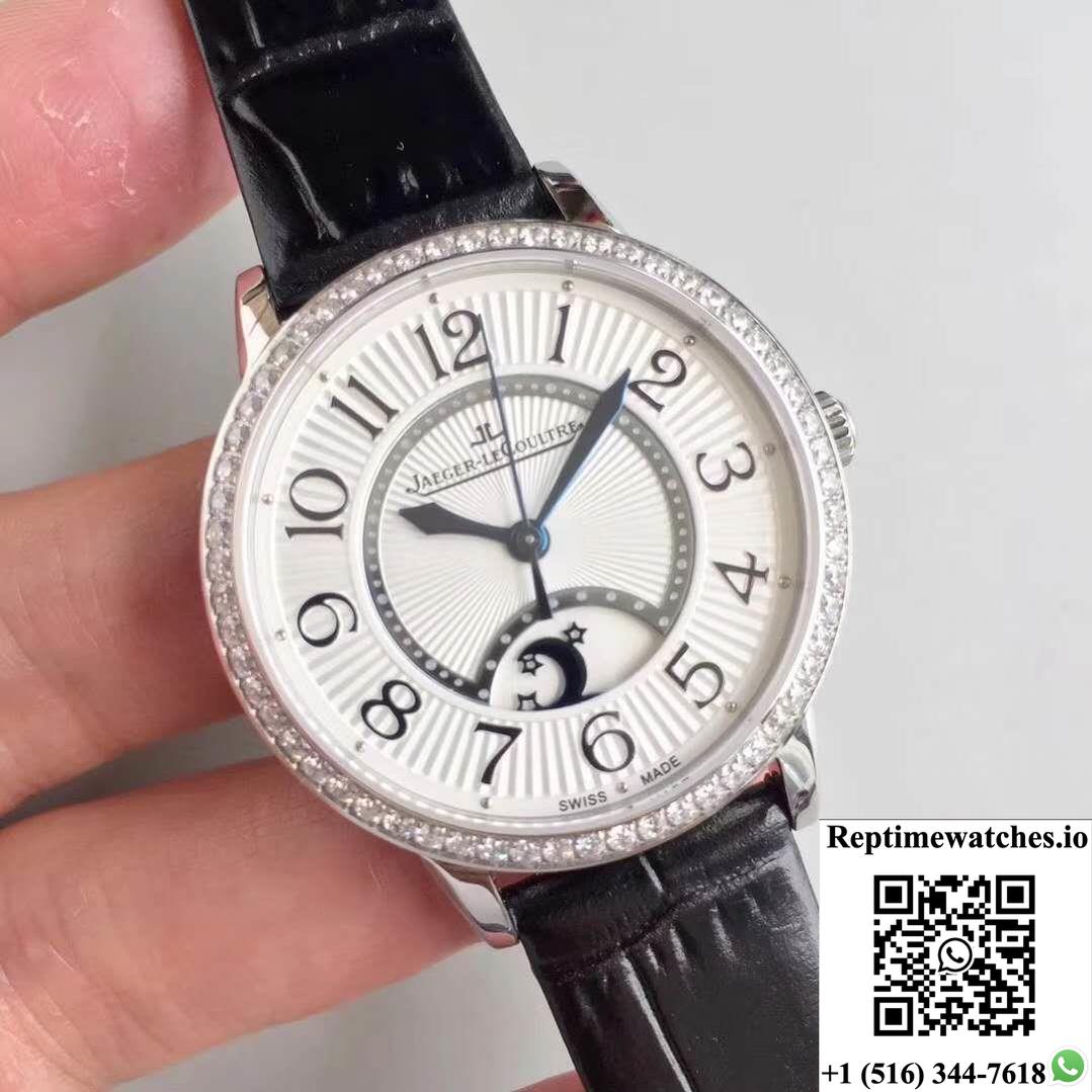 Jaeger-Lecoultre Rendez-Vous 3612420 Black Leather Strap White Dial-Rep Time Watches