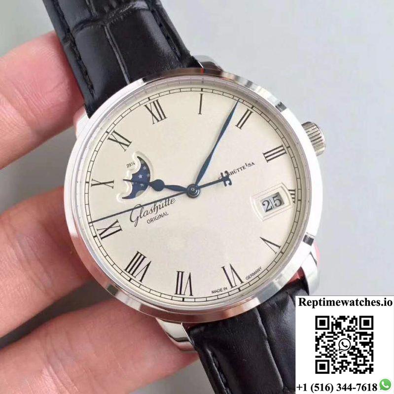 Glashutte Senator Panorama Date Moon Phase 100-04-32-12-04 Gf Factory White Dial-Rep Time Watches