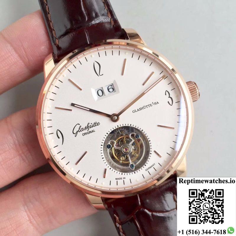 Glashutte Original Senator Excellence Tourbillon White Dial-Rep Time Watches