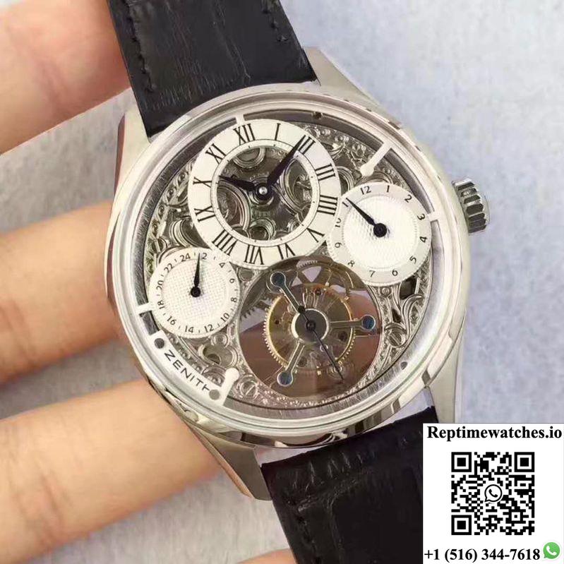 Zenith Ep Calender Skeleton Tourbillon Ss/Le White And Skeleton Dial-Rep Time Watches