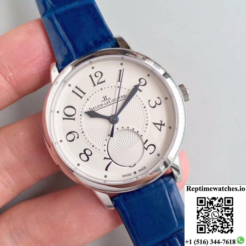 Jaeger-Lecoultre Rendez-Vous 3448420 Blue Leather Strap White Dial-Rep Time Watches