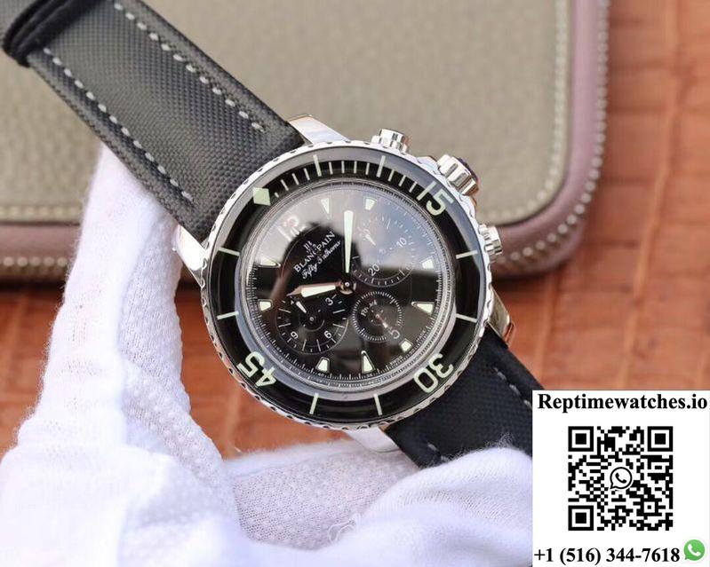 Blancpain Fifty Fathoms Chronographe Flyback 5085F-1130-52A Om Factory Black Nylon Strap Black Dial-Rep Time Watches