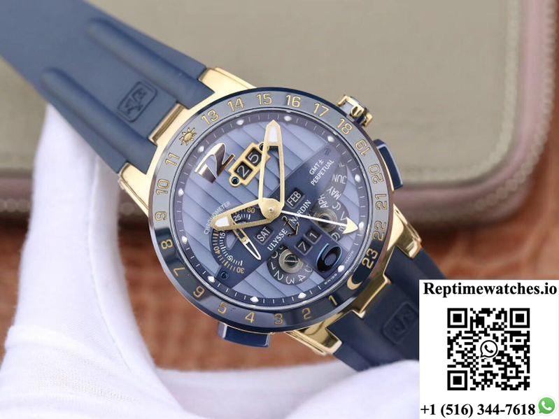 Ulysse Nardin El Toro 322-00-3/Bq All Working Gmt Calendar 18K Yellow Gold Blue Dial-Rep Time Watches