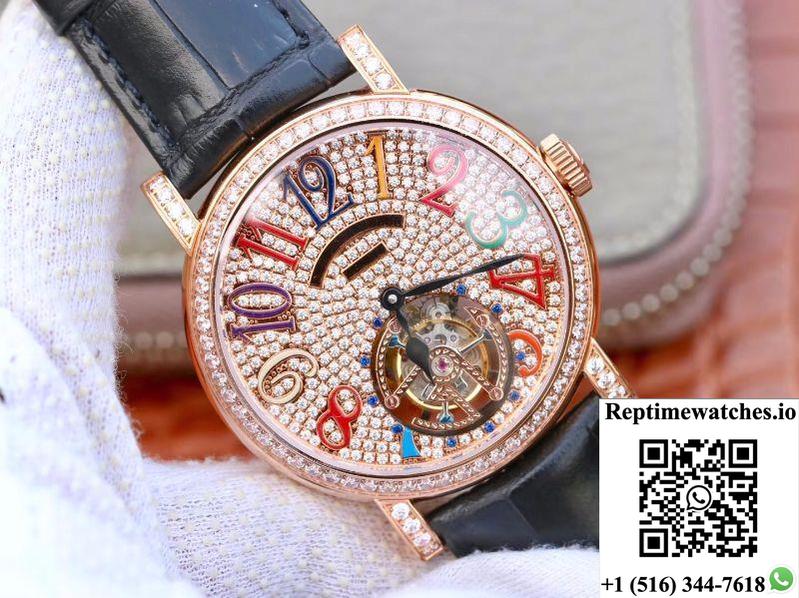 Franck Muller Round Color Dreams Tourbillon 18K Rose Gold Diamond Dial-Rep Time Watches