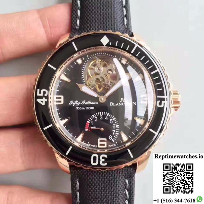 Blancpain Fifty Fathoms Tourbillon 5025-3630-52A Rose Gold Black Dial-Rep Time Watches