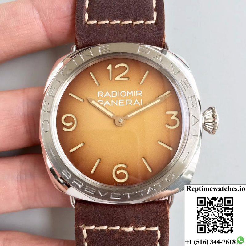 Panerai Radiomir 3 Days Acciaio Brevettato Pam687 Zf Factory Brown Dial-Rep Time Watches