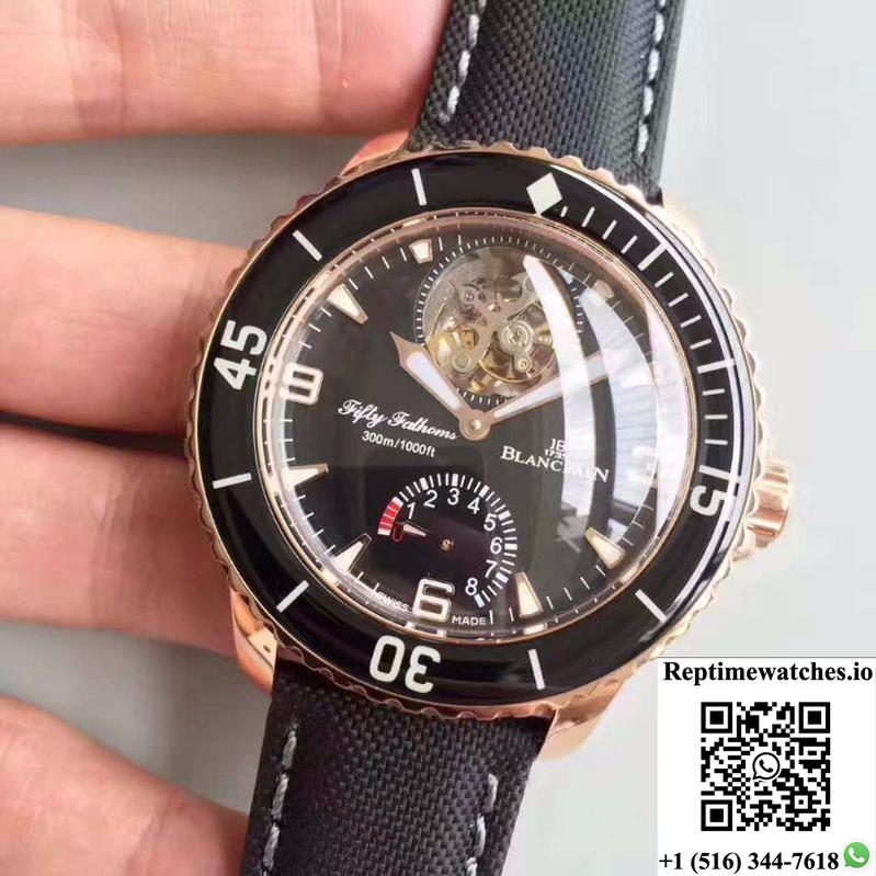 Blancpain Fifty Fathoms Tourbillon 5025-3630-52A Rose Gold Black Dial-Rep Time Watches