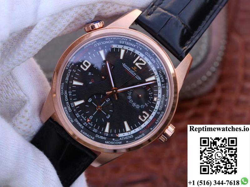 Jaeger-Lecoultre Polaris Geographic Rose Gold 904847J 42Mm Twa Factory Black Dial-Rep Time Watches