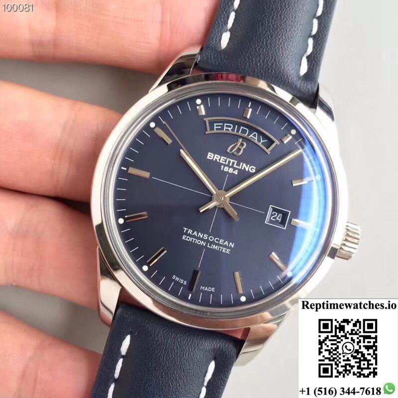Breitling Transocean Day Date A453109T/C921/731P/A20Ba.1 Blue Dial-Rep Time Watches