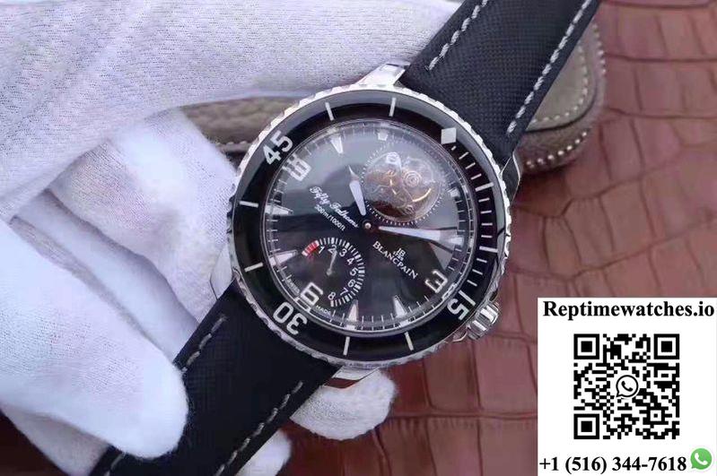 Blancpain Fifty Fathoms Tourbillon 8 Days 5025-1530-52A Black Dial-Rep Time Watches