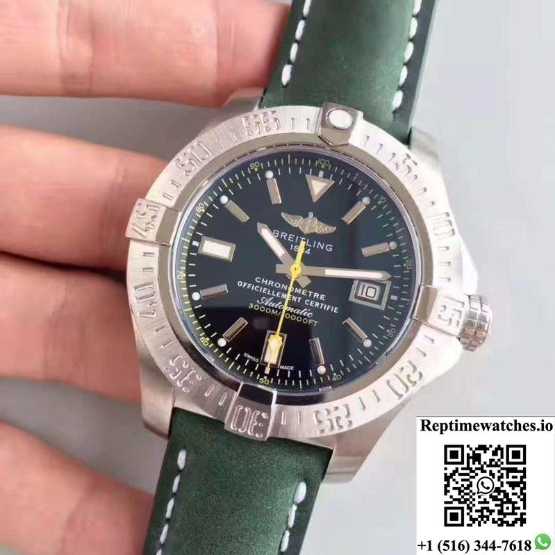 Breitling Avenger Ii Seawolf A1733110/Bc30/435X/A20Basa.1 Green Leather Strap Gf Factory Black Dial-Rep Time Watches