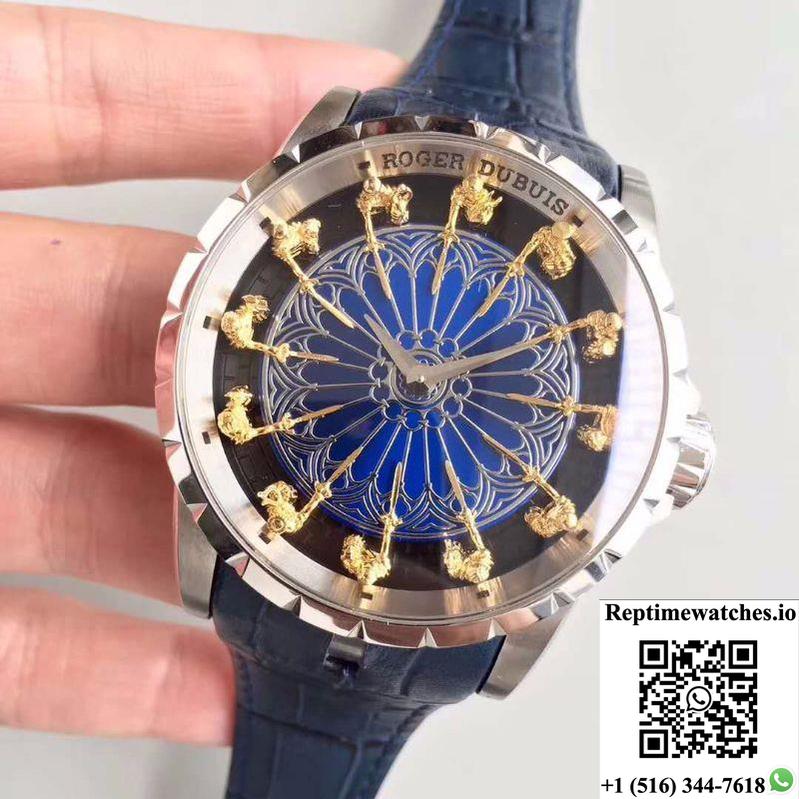 Roger Dubuis Excalibur Knights Of The Round Table Ii Rddbex0495 Blue Dial-Rep Time Watches