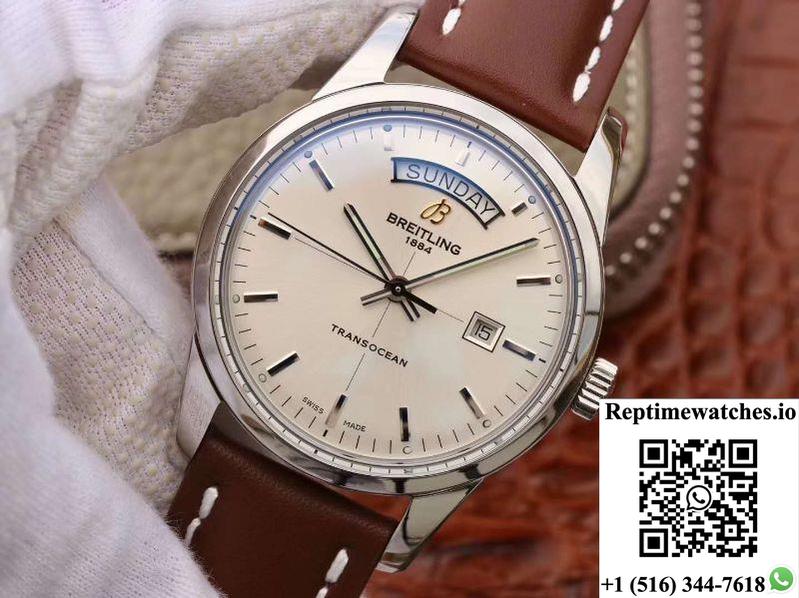 Breitling Transocean Day Date A4531012/G751/437X/A20Ba.1 V7 Silver Dial-Rep Time Watches