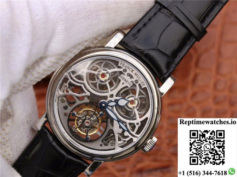 Franck Muller Giga Tourbillon 7048 T G Sqt Br Silver Skeleton Dial-Rep Time Watches