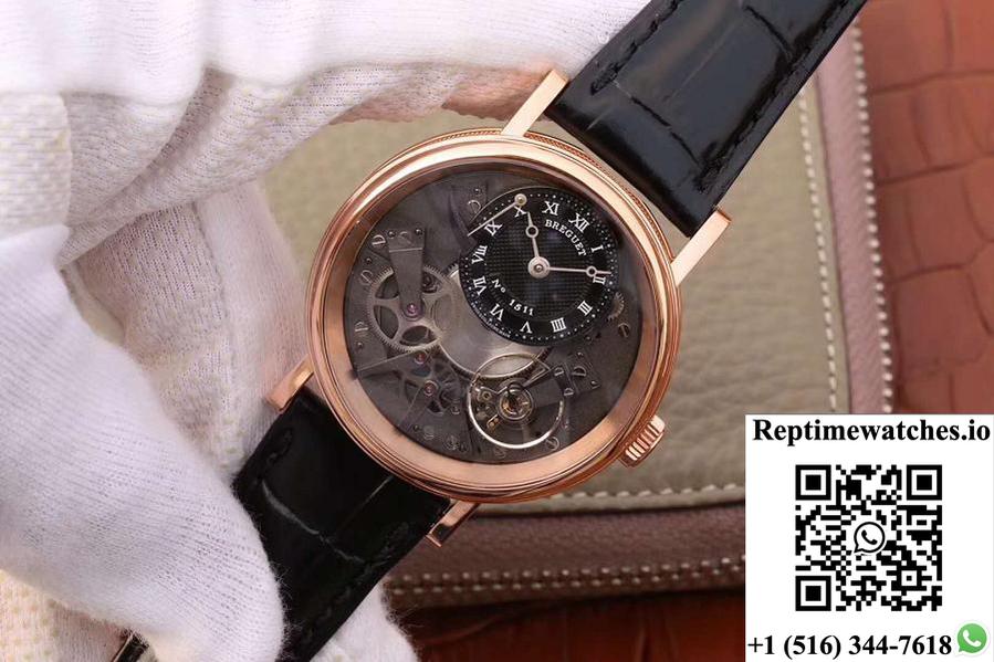Breguet Tradition 7027 7027Br/R9/9V6 Rose Gold Grey Skeleton Dial-Rep Time Watches