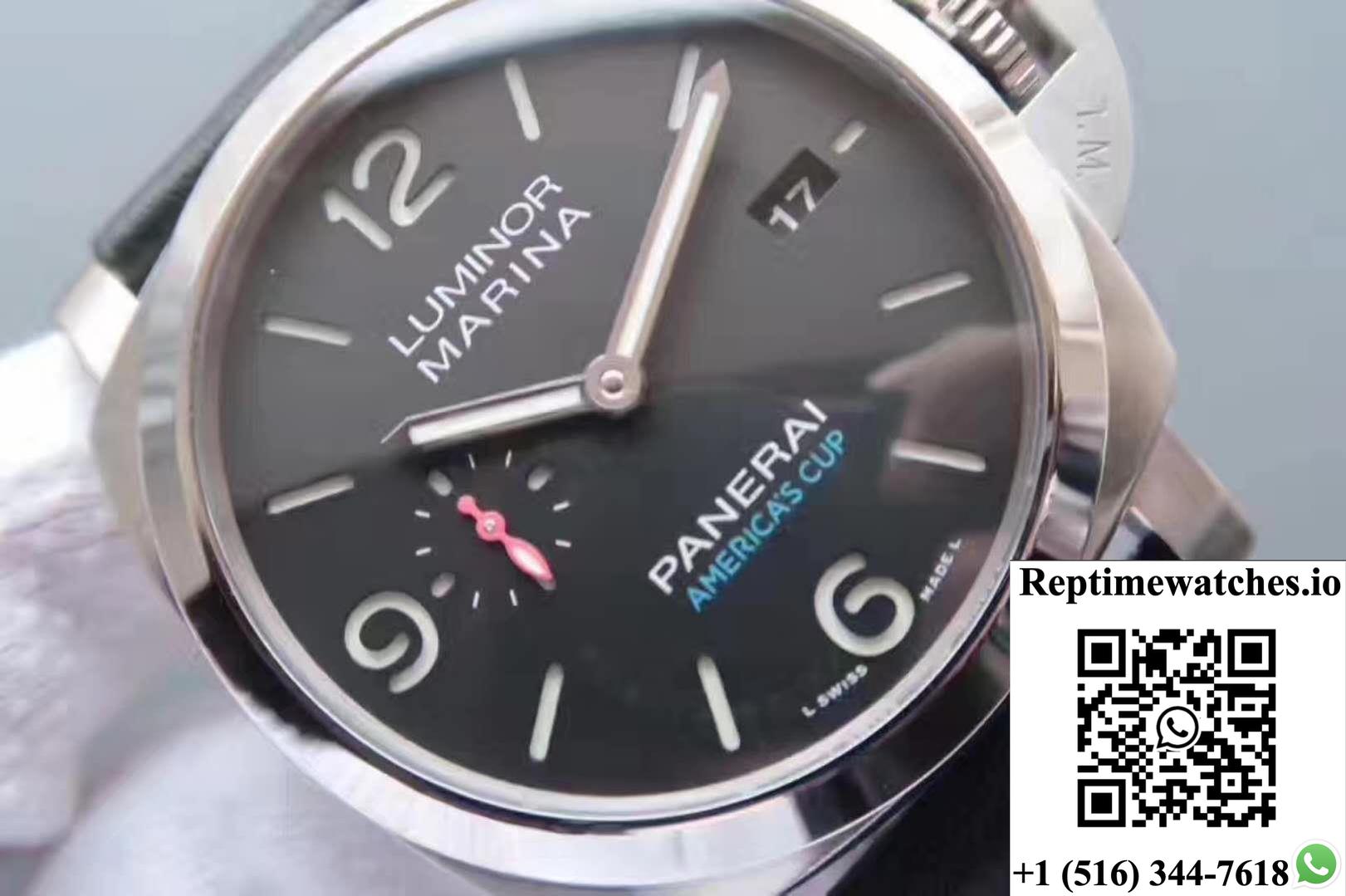 Panerai Luminor Marina 1950 Pam727 Americas Cup 2017 Zf Factory Black Leather Strap Black Dial-Rep Time Watches