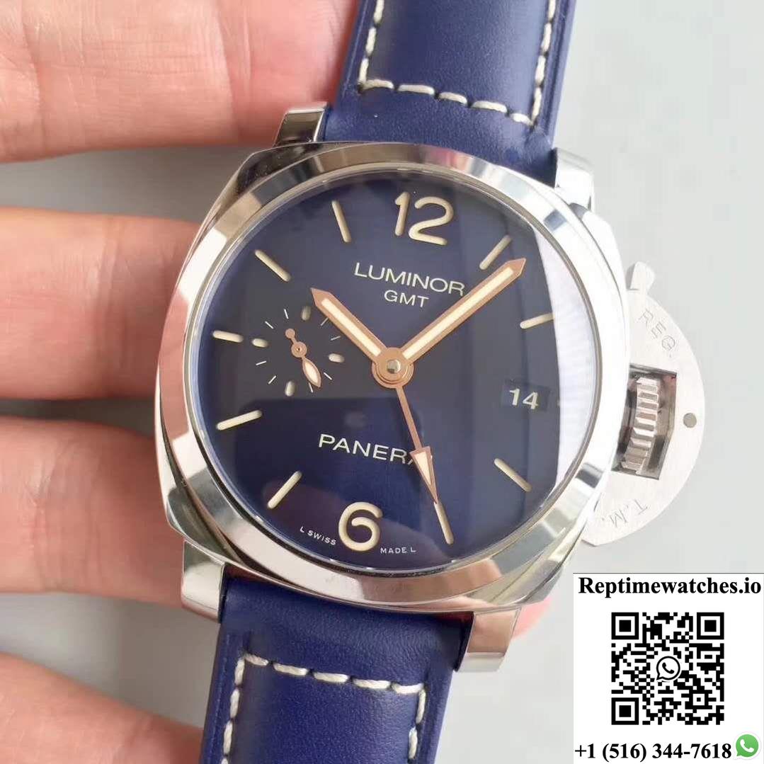 Panerai Luminor 1950 3 Days Gmt Acciaio Pam688 Vs Factory V2 Blue Dial-Rep Time Watches