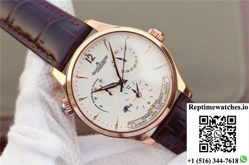 Jaeger-Lecoultre Master Calendar 1428421 Rose Gold White Dial-Rep Time Watches