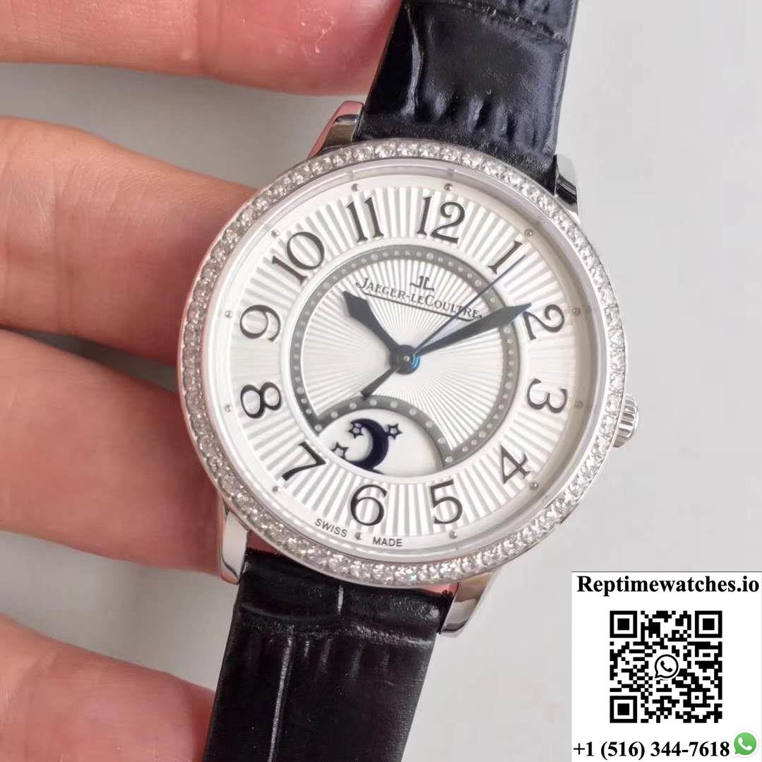 Jaeger-Lecoultre Rendez-Vous 3612420 Black Leather Strap White Dial-Rep Time Watches