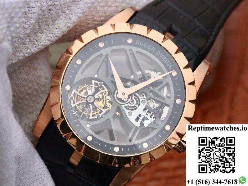 Roger Dubuis Excalibur Skeleton Flying Tourbillon Rddbex0392 Grey Skeleton Dial-Rep Time Watches