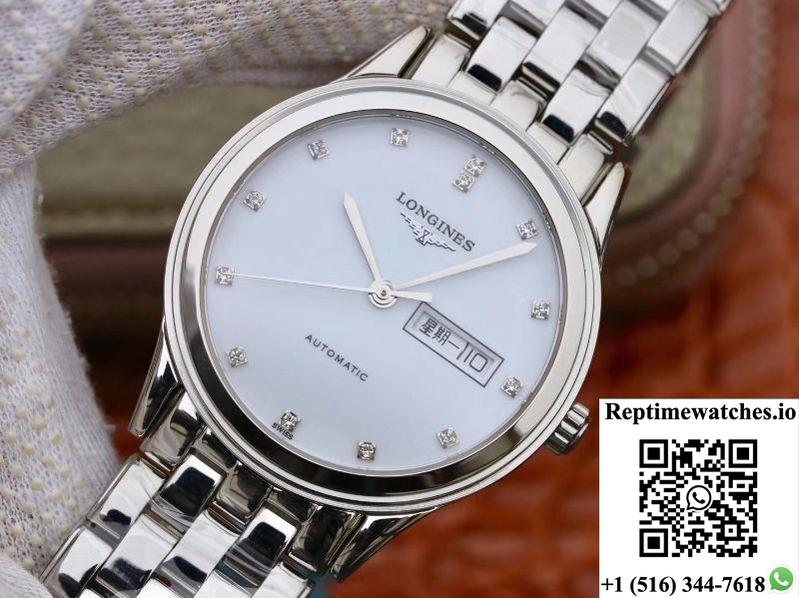 Longines Flagship Double Calendar L4.899.4.12.602 Gk Factory White Dial-Rep Time Watches