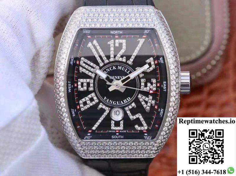 Franck Muller Vanguard V45.Sc.Dt.D.Nbr.Cd.5N.Nr Black Dial-Rep Time Watches