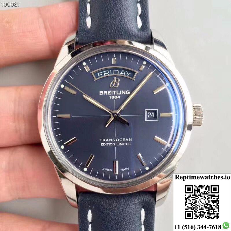 Breitling Transocean Day Date A453109T/C921/731P/A20Ba.1 Blue Dial-Rep Time Watches