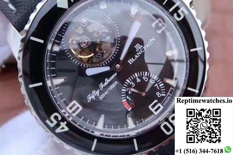 Blancpain Fifty Fathoms Tourbillon 8 Days 5025-1530-52A Black Dial-Rep Time Watches