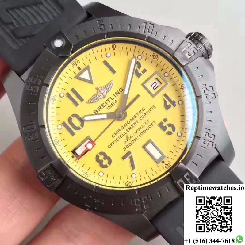 Breitling Avenger Ii Seawolf V1731110 Bd74 109W M20Basa.1 Gf Factory Yellow Dial-Rep Time Watches