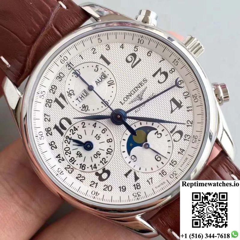 Longines Master Collection Moonphase Chronograph L2.673.4.78.3 Jf Factory White Dial-Rep Time Watches
