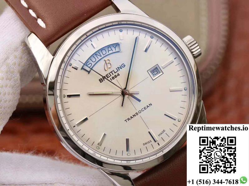 Breitling Transocean Day Date A4531012/G751/437X/A20Ba.1 V7 Silver Dial-Rep Time Watches