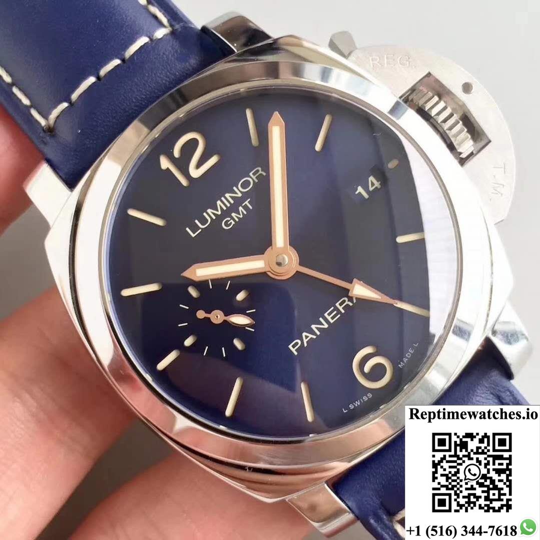 Panerai Luminor 1950 3 Days Gmt Acciaio Pam688 Vs Factory V2 Blue Dial-Rep Time Watches