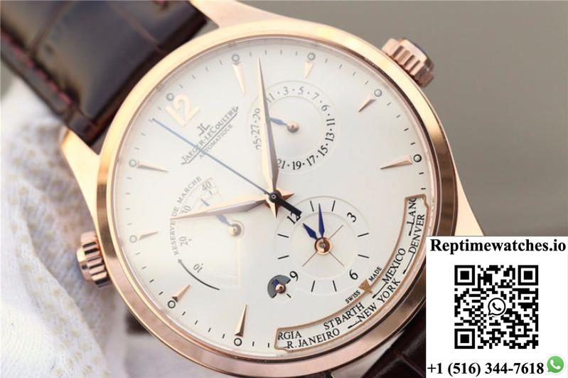 Jaeger-Lecoultre Master Calendar 1428421 Rose Gold White Dial-Rep Time Watches