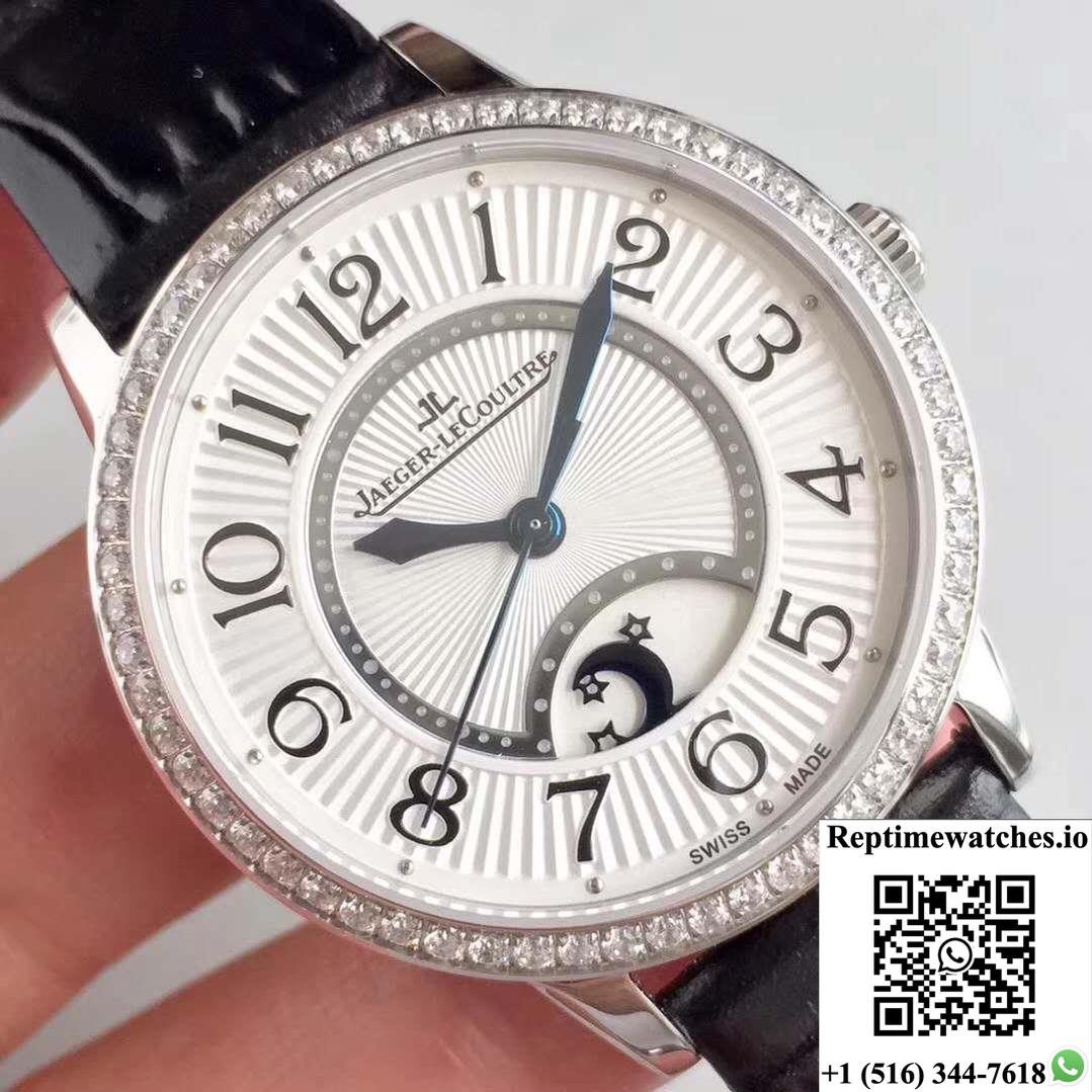 Jaeger-Lecoultre Rendez-Vous 3612420 Black Leather Strap White Dial-Rep Time Watches