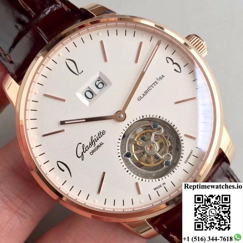 Glashutte Original Senator Excellence Tourbillon White Dial-Rep Time Watches