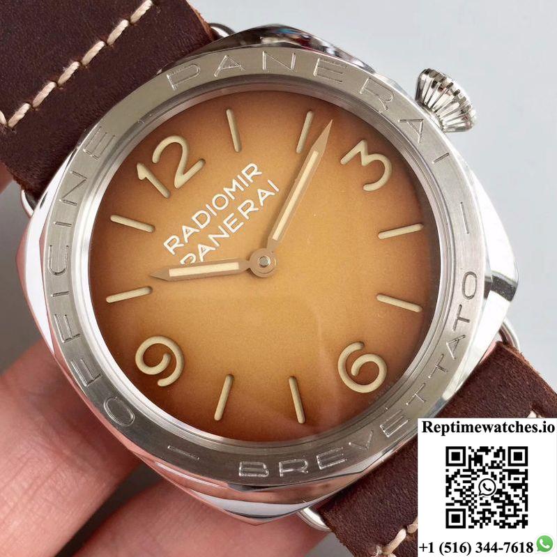 Panerai Radiomir 3 Days Acciaio Brevettato Pam687 Zf Factory Brown Dial-Rep Time Watches
