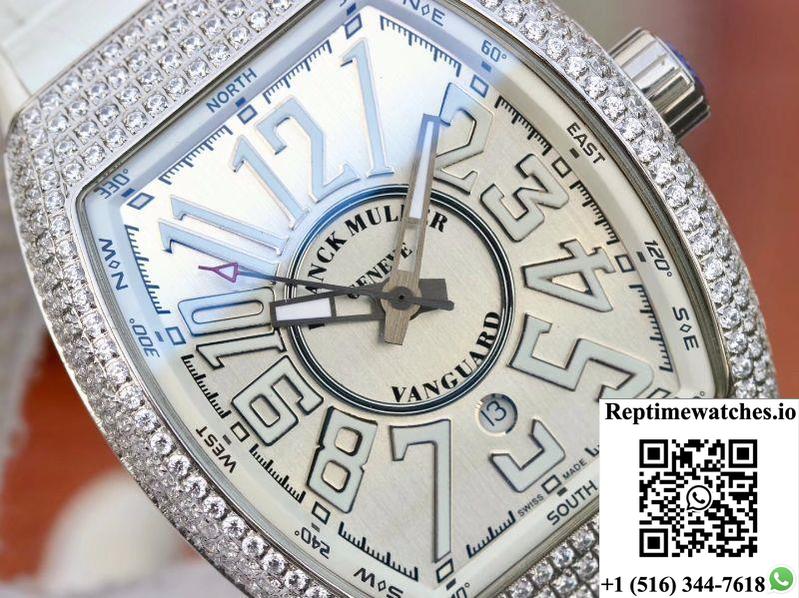Franck Muller Vanguard V45.Sc.Dt.D.Nbr.Cd.5N.Nr Silver Dial-Rep Time Watches