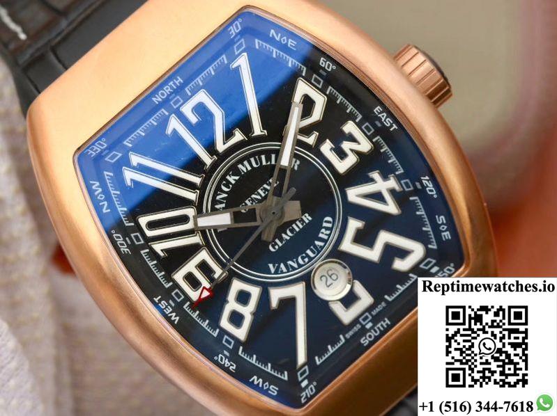 Franck Muller Vanguard V45-02 18K Rose Gold Black Dial-Rep Time Watches