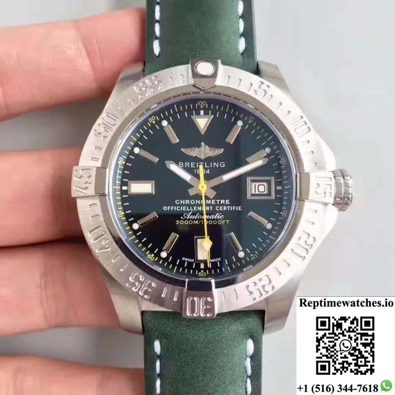 Breitling Avenger Ii Seawolf A1733110/Bc30/435X/A20Basa.1 Green Leather Strap Gf Factory Black Dial-Rep Time Watches