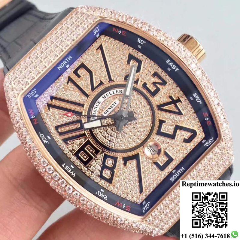 Franck Muller 8880 Sc Dt Rose Gold Diamond Dial-Rep Time Watches