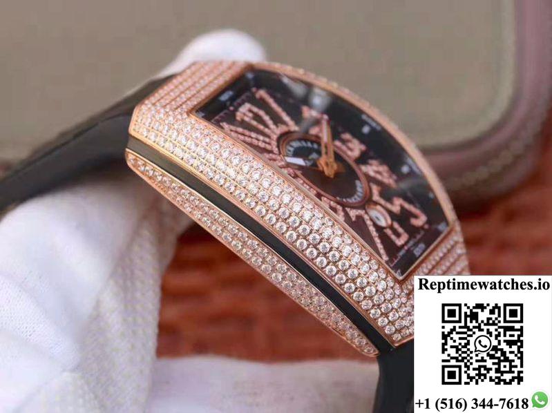 Franck Muller Vanguard 18K Rose Gold V45.Sc.Dt.D.Nbr.Cd.5N.Nr Black Dial-Rep Time Watches