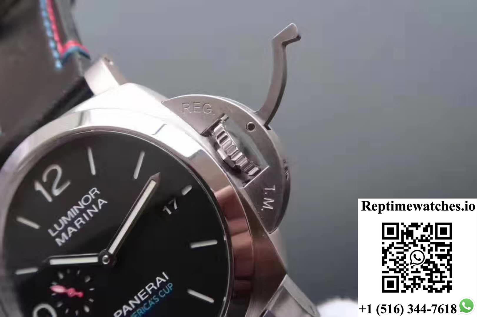 Panerai Luminor Marina 1950 Pam727 Americas Cup 2017 Zf Factory Black Leather Strap Black Dial-Rep Time Watches