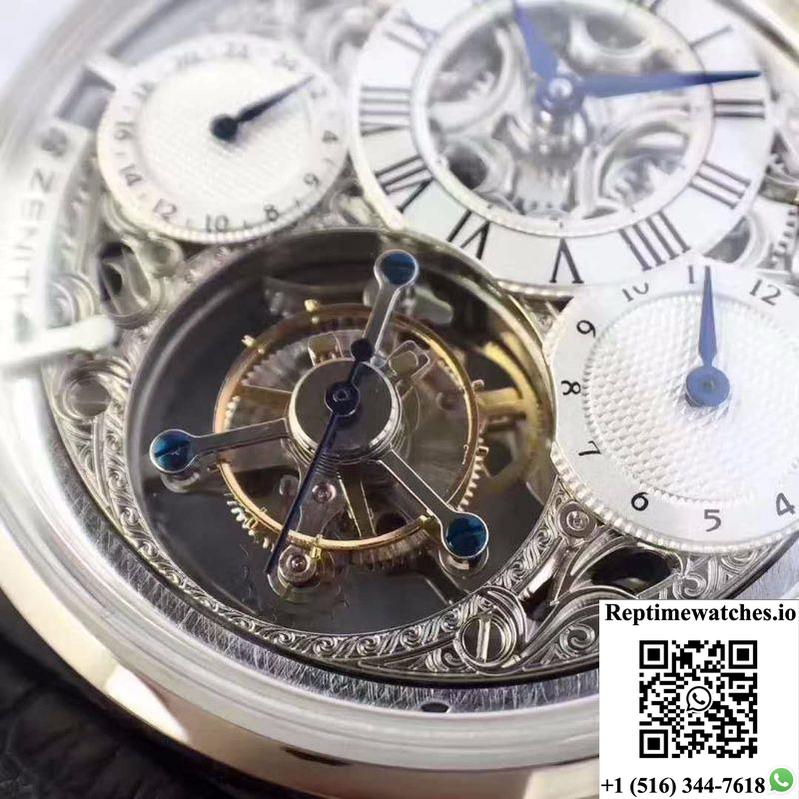 Zenith Ep Calender Skeleton Tourbillon Ss/Le White And Skeleton Dial-Rep Time Watches