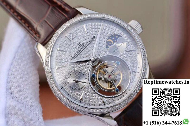 Jaeger-Lecoultre Master Complication Functions Tourbillon White Gold Diamonds Dial-Rep Time Watches