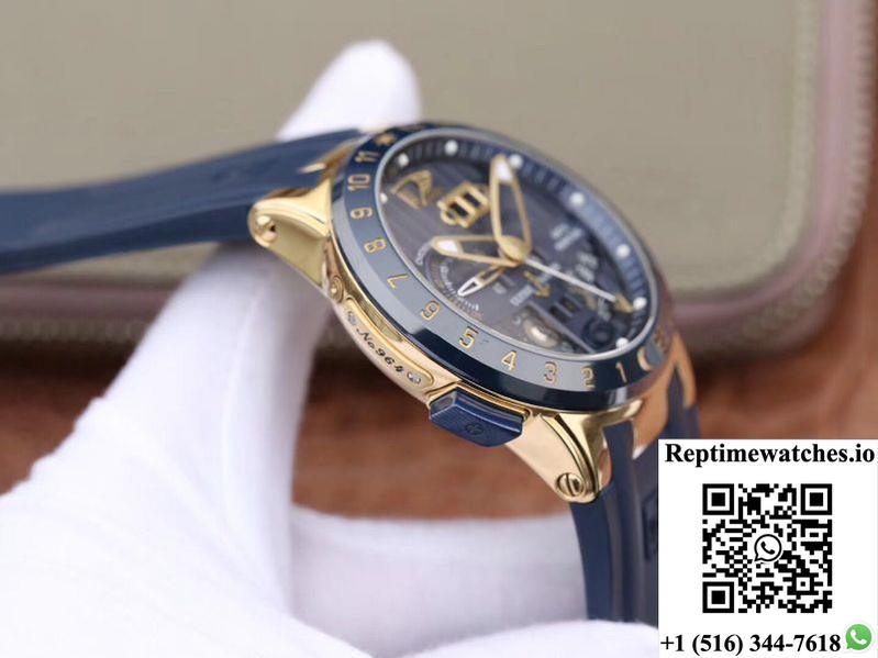 Ulysse Nardin El Toro 322-00-3/Bq All Working Gmt Calendar 18K Yellow Gold Blue Dial-Rep Time Watches