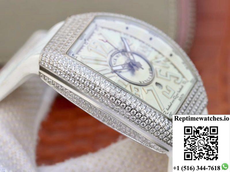Franck Muller Vanguard V45.Sc.Dt.D.Nbr.Cd.5N.Nr Silver Dial-Rep Time Watches