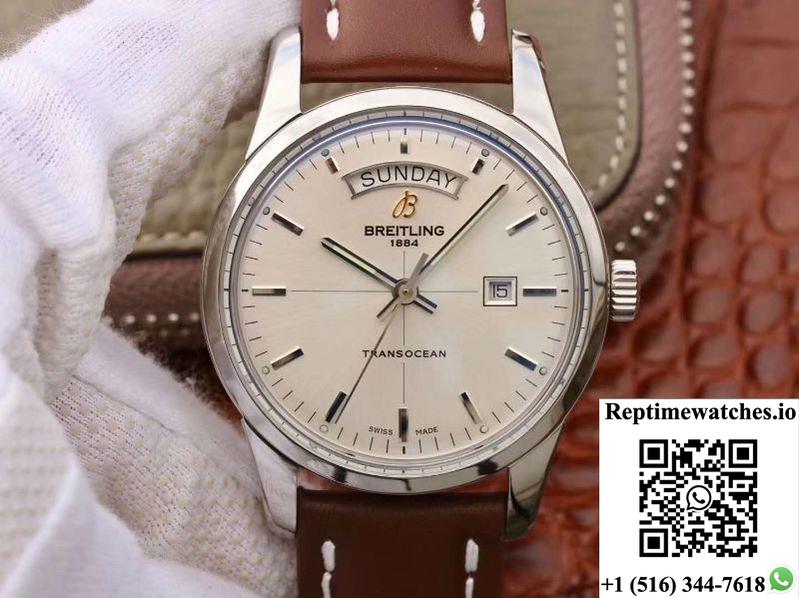 Breitling Transocean Day Date A4531012/G751/437X/A20Ba.1 V7 Silver Dial-Rep Time Watches